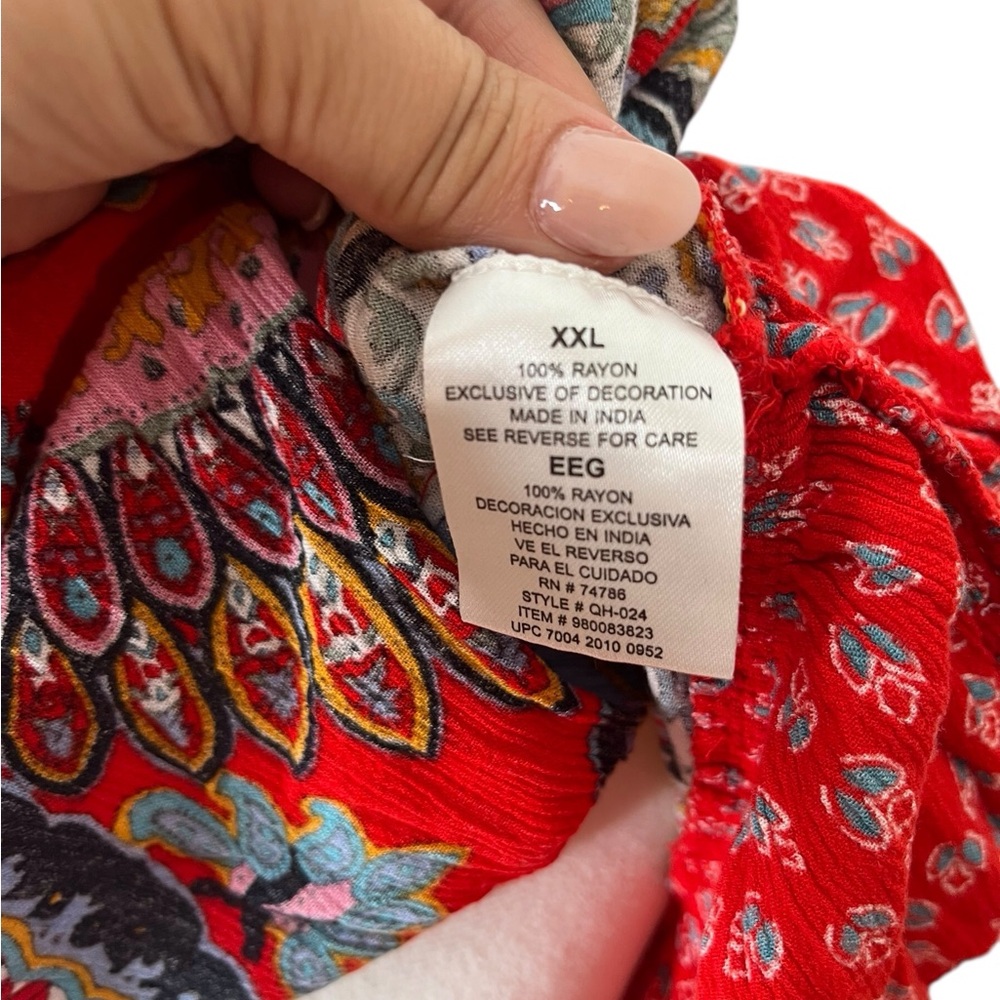 Bila boho Indian floral embroidered mixed print flowy tank XXL casual relaxed - Picture 3 of 8